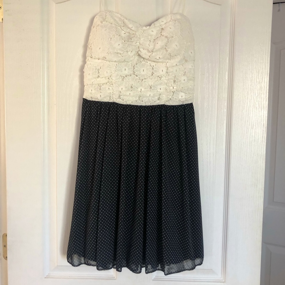 Speechless Black and White Strapless Dress